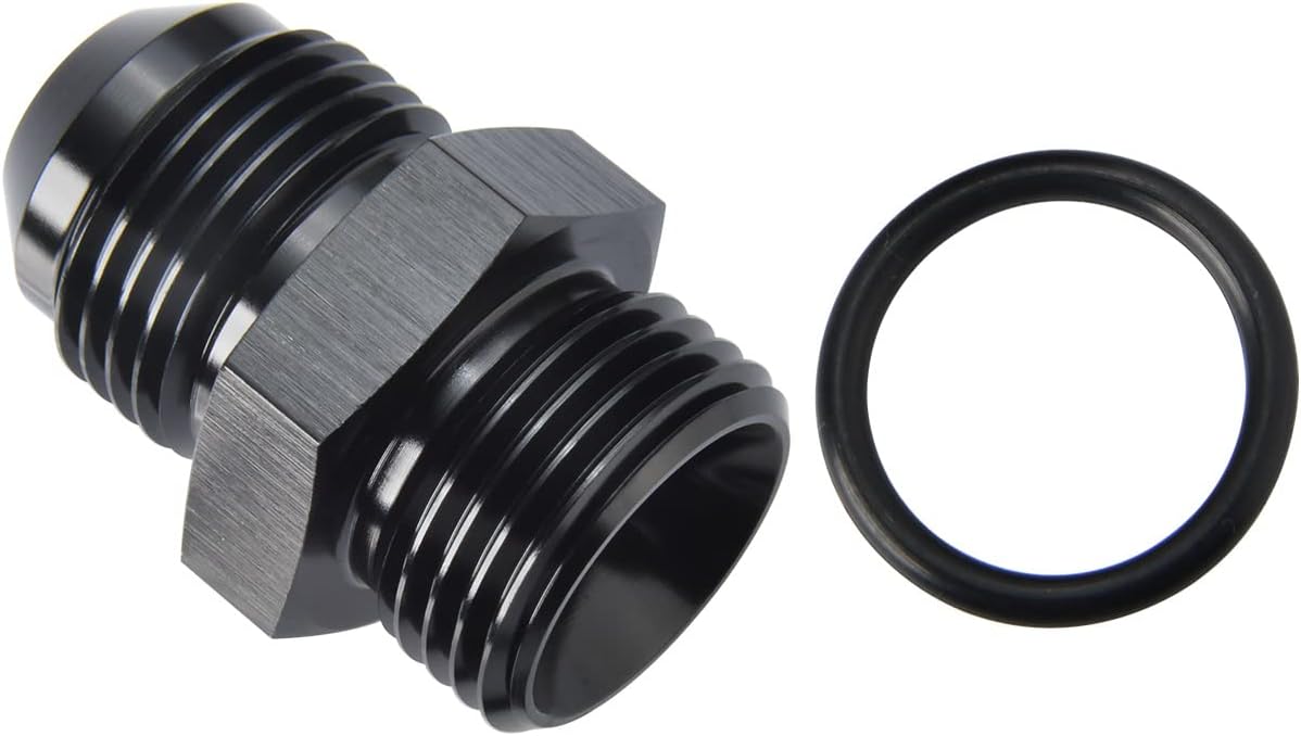 8AN Male Flare to 8AN ORB O-ring Boss Fuel Pump Rail Adapter Fitting Aluminum Black
