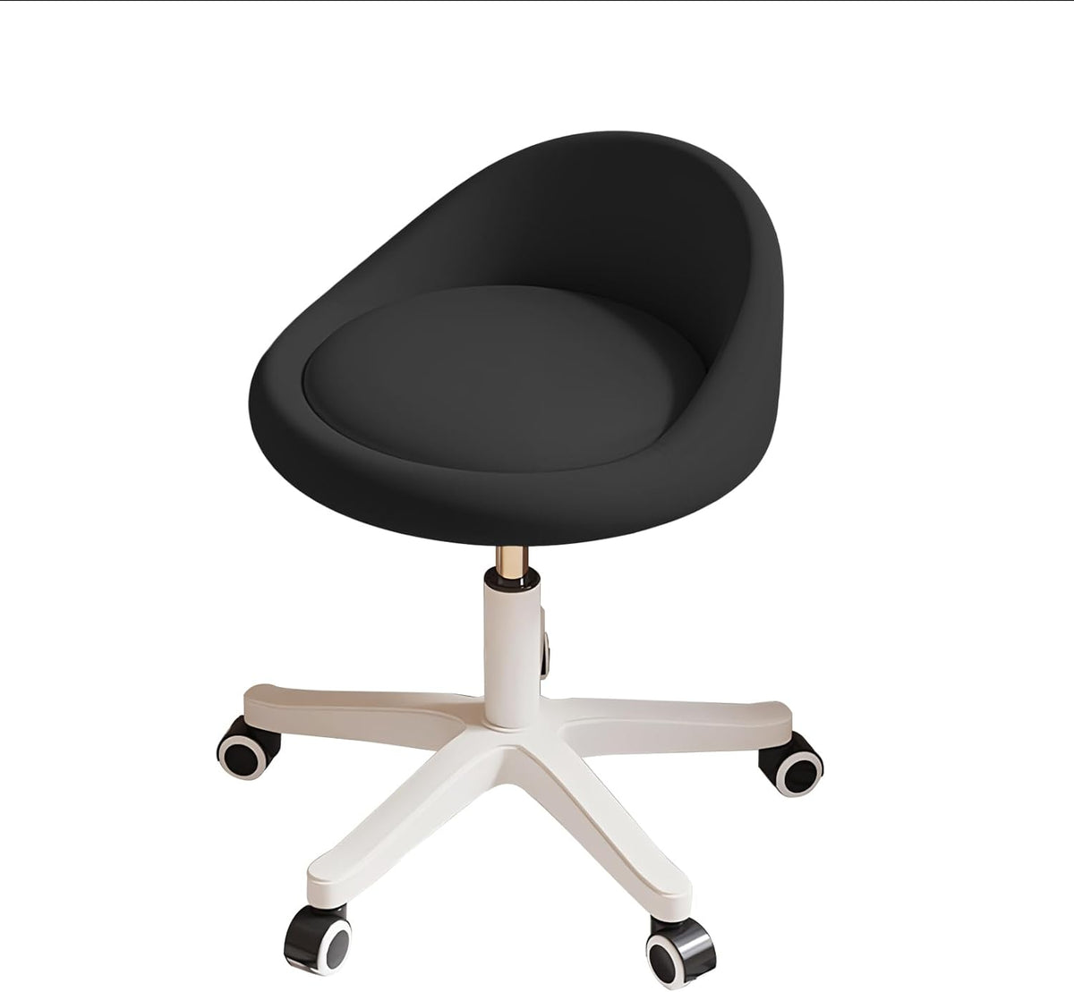 Rolling Stool Rolling Hydraulic Salon Stool with Low Backrest - Adjustable Swivel Chair for SPA, Shop, Salon, Massage, or Medical Office Black-A