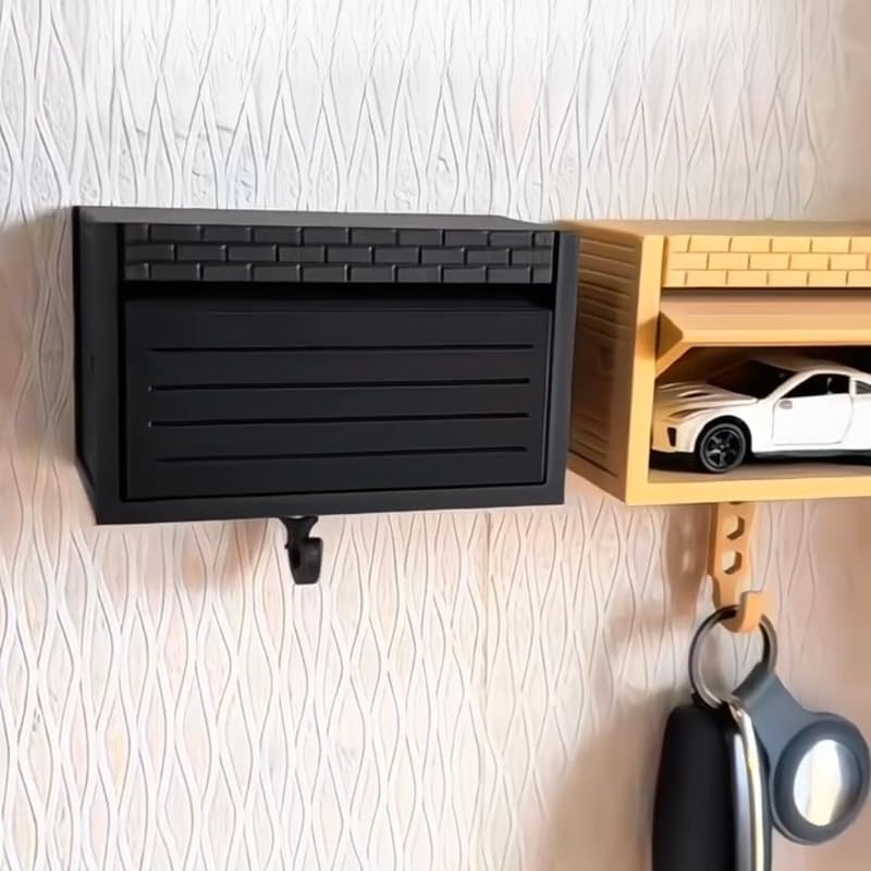 Wall-Mounted Car Display Key Holder, Decorative Garage Model Design, Multiple Colors(No Car) (Stripe-Black(No Car))