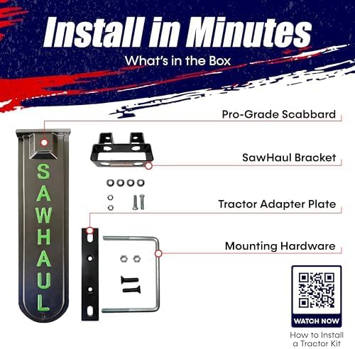 SawHaul Universal Tractor Chainsaw Holder - Made in Kansas USA - Fixed Mount Chainsaw Carrier (20" Green) Compatible w/All Brands