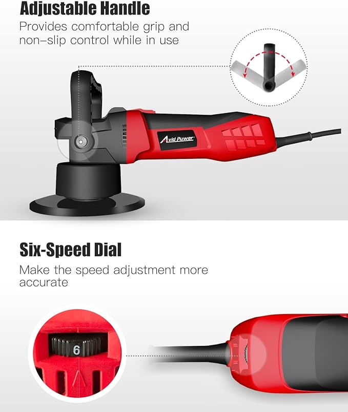 AVID POWER Buffer Polisher, 6-inch Dual Action/DA Polisher for Car Detailing, Random Orbital Car Buffer Polisher Waxer Kit with Variable Speed & 3 Polishing Pads