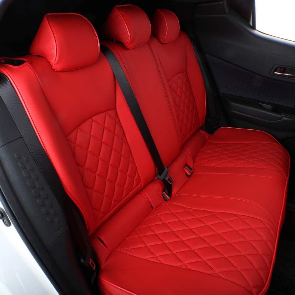 EKR Accord Seat Covers for Cars Honda Accord LX 2018 2019 2020 2021 2022(Rear Row W/Solid Backrest),Leather Seat Covers,Automotive Seat Covers,Car Seat Protector,Leather(Red)