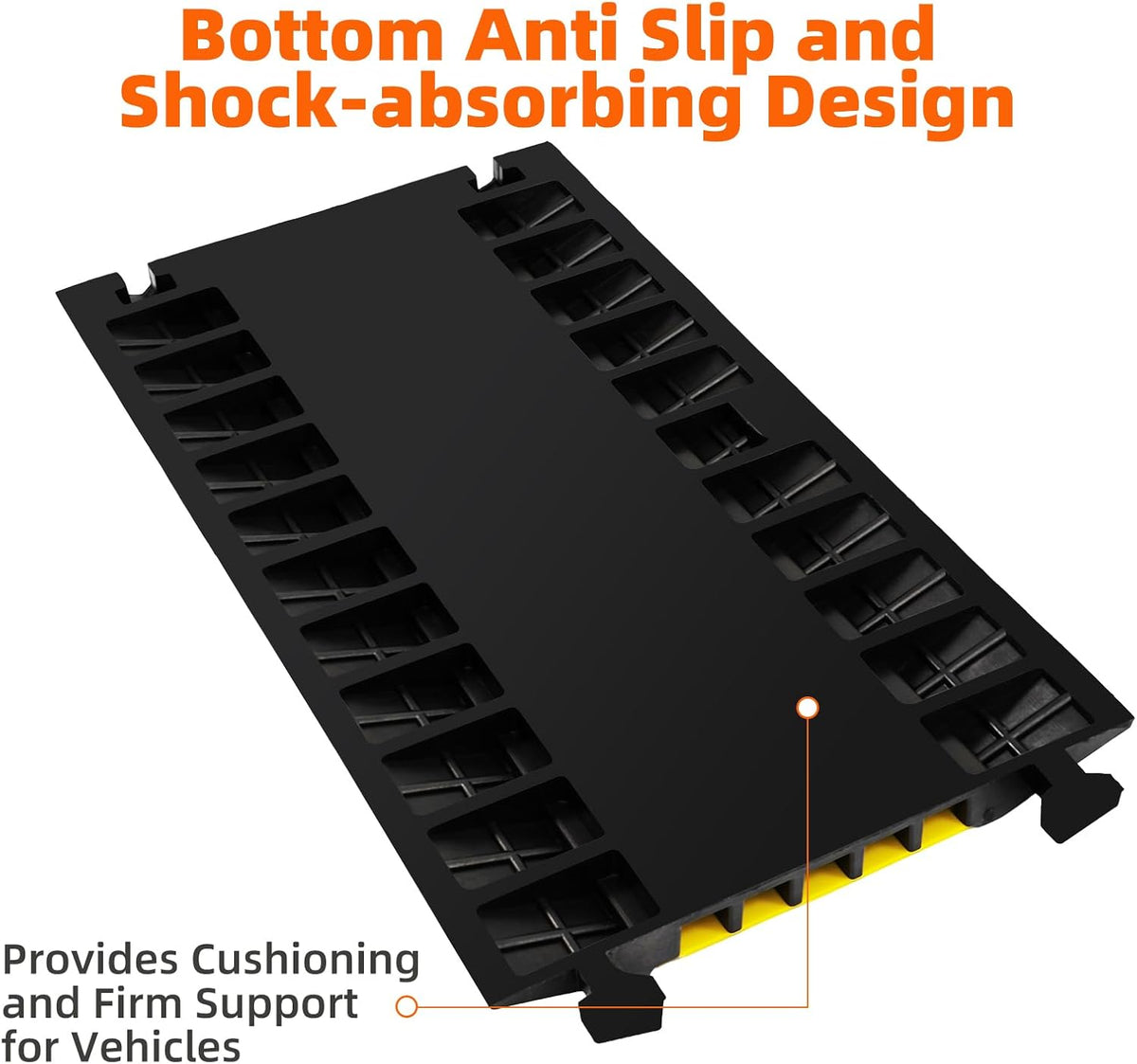 5 Channel 2 Pack Cable Protector Ramp Traffic Wire and Hose Ramp Cord Cover Heavy Duty Channels 18,000 lbs Load Capacity Cable Wire Ramp Speed Bump Driveway Cable Ramp Protective Cover