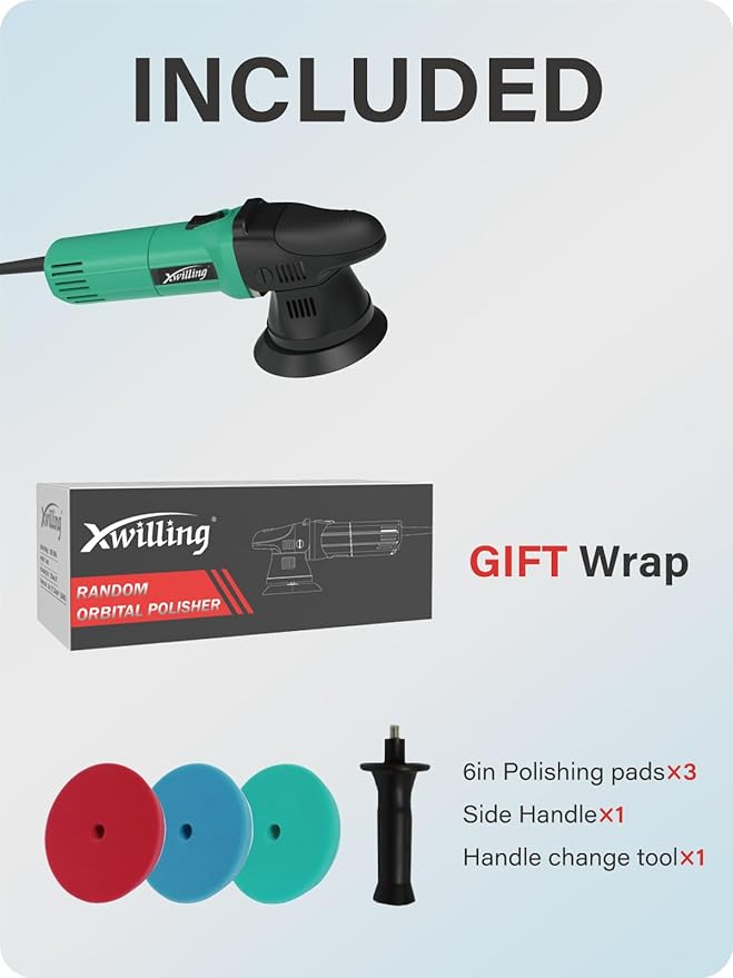 Buffer Polisher, 5-Inch 8MM Dual Action Random Orbital Car Polisher with 6 Variable Speed MAX5500 RPM, Car Detailing Kit for Car Detailing Polishing and Waxing