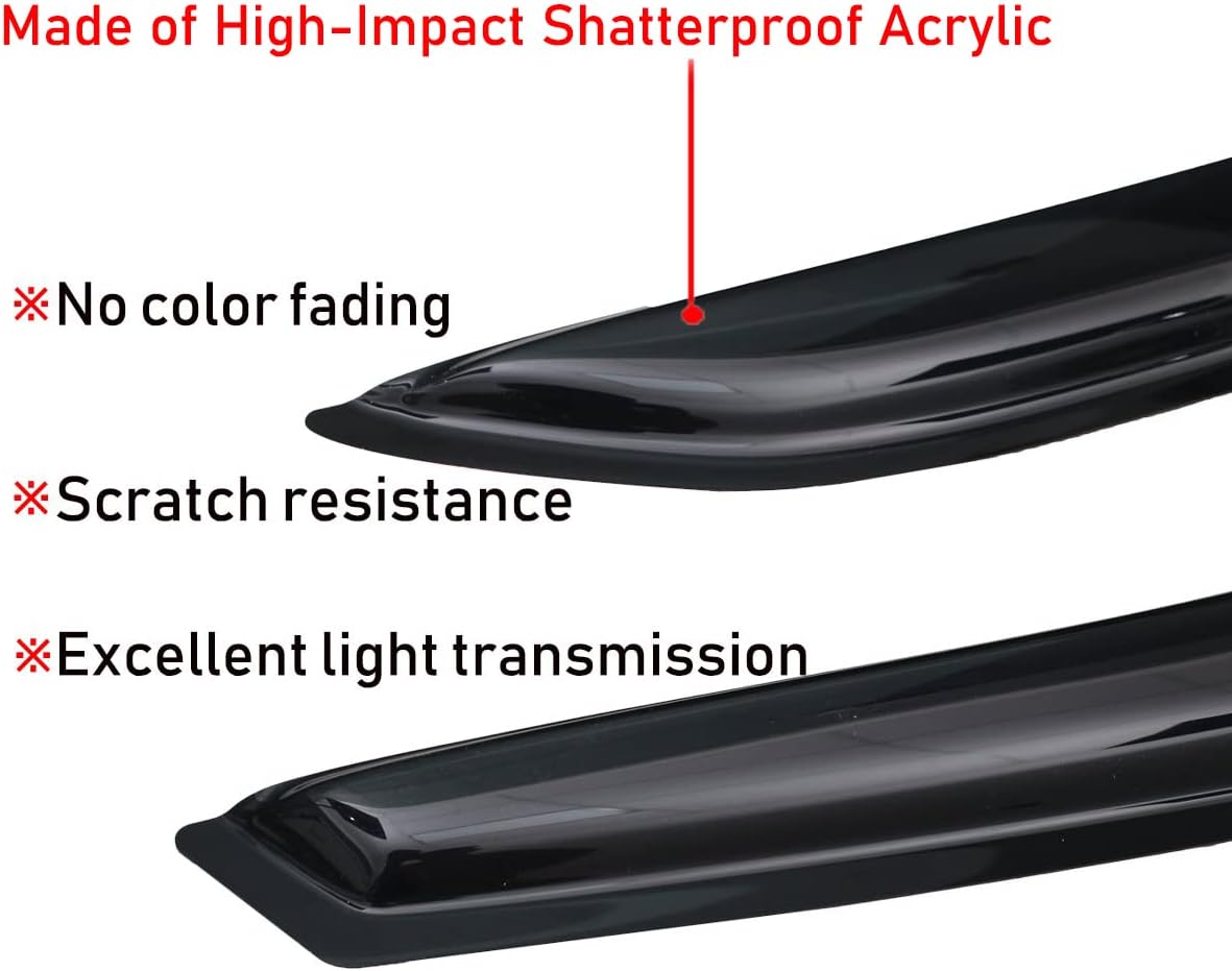 Lightronic Extra Durable Tape-on Auto Vent Window Visor, Fits 1999-2006 Chevrolet Silverado & GMC Sierra 1500; 1999-2004 Silv./Sierra 2500, 2001-2006 Silv./Sierra 2500 HD & 3500 Ext. Cab, Smoke, 4-Pcs