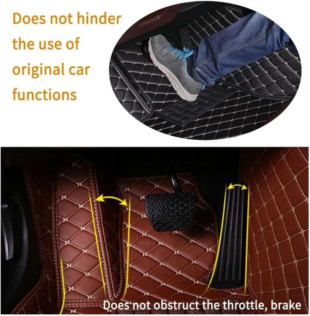 Custom Personalized Floor Mats for Cars,Luxury Full Coverage All Car Floor Mats,Anti-Slip Leather Car Mat Set ,Custom Floor Mats for 99% of Cars, Trucks & SUVs. (Brown)