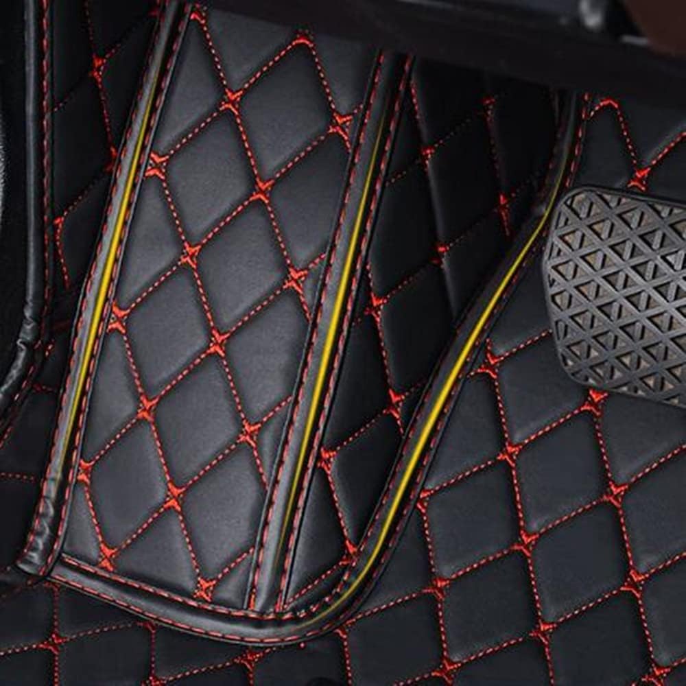 Custom All-Weather Protection Luxury Leather Floor Mats for Cars SUVs Trucks According Anti-Slip Leather Floor mats (40,Striped Brown)