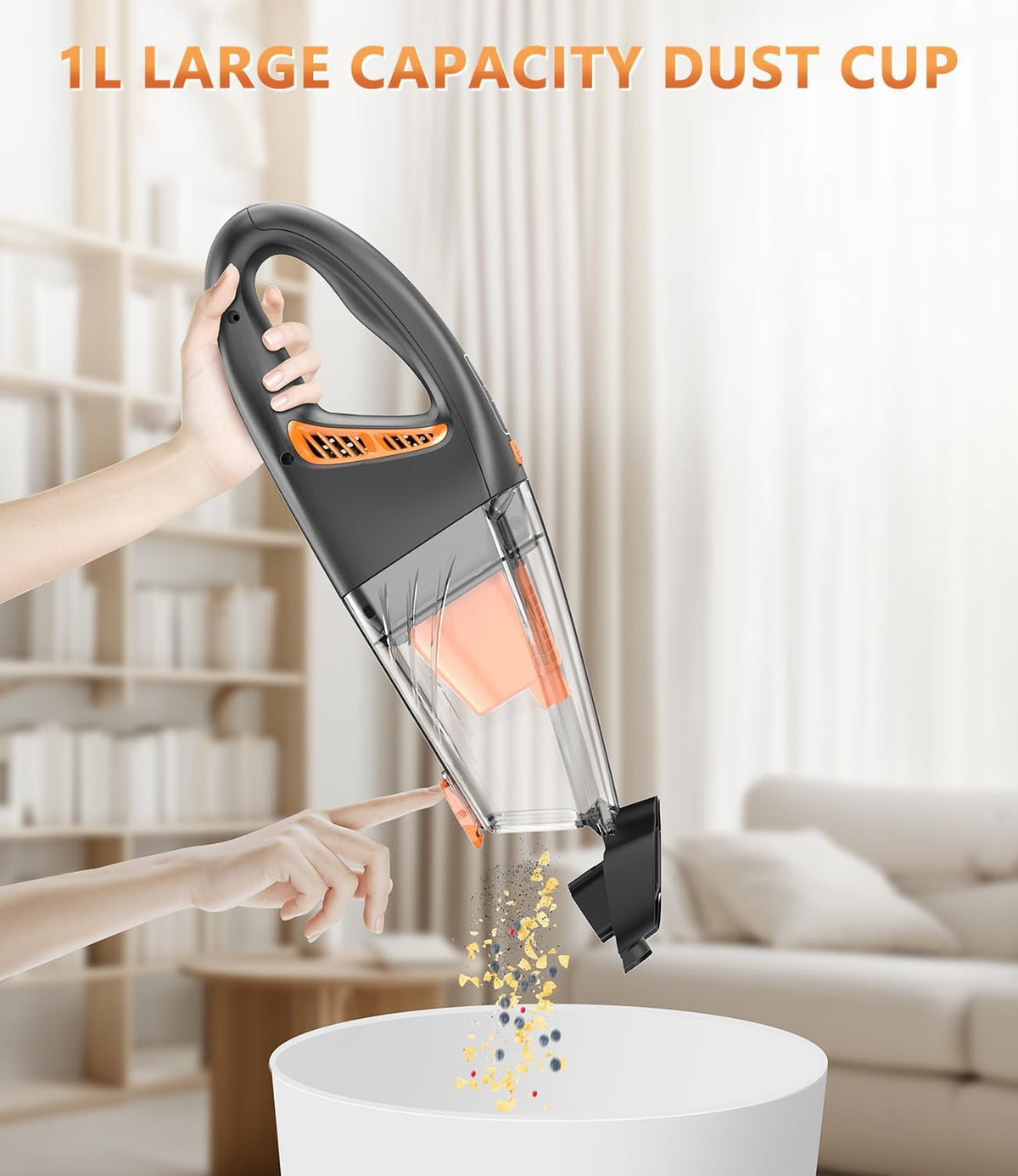 Handheld Vacuum Cordless, 18000Pa 160W Hand,30Min Car Vacuum Portable Cordless Rechargeable High Power Lightweight LED Light Fast Charge Vacuum Cleaner for Car Home