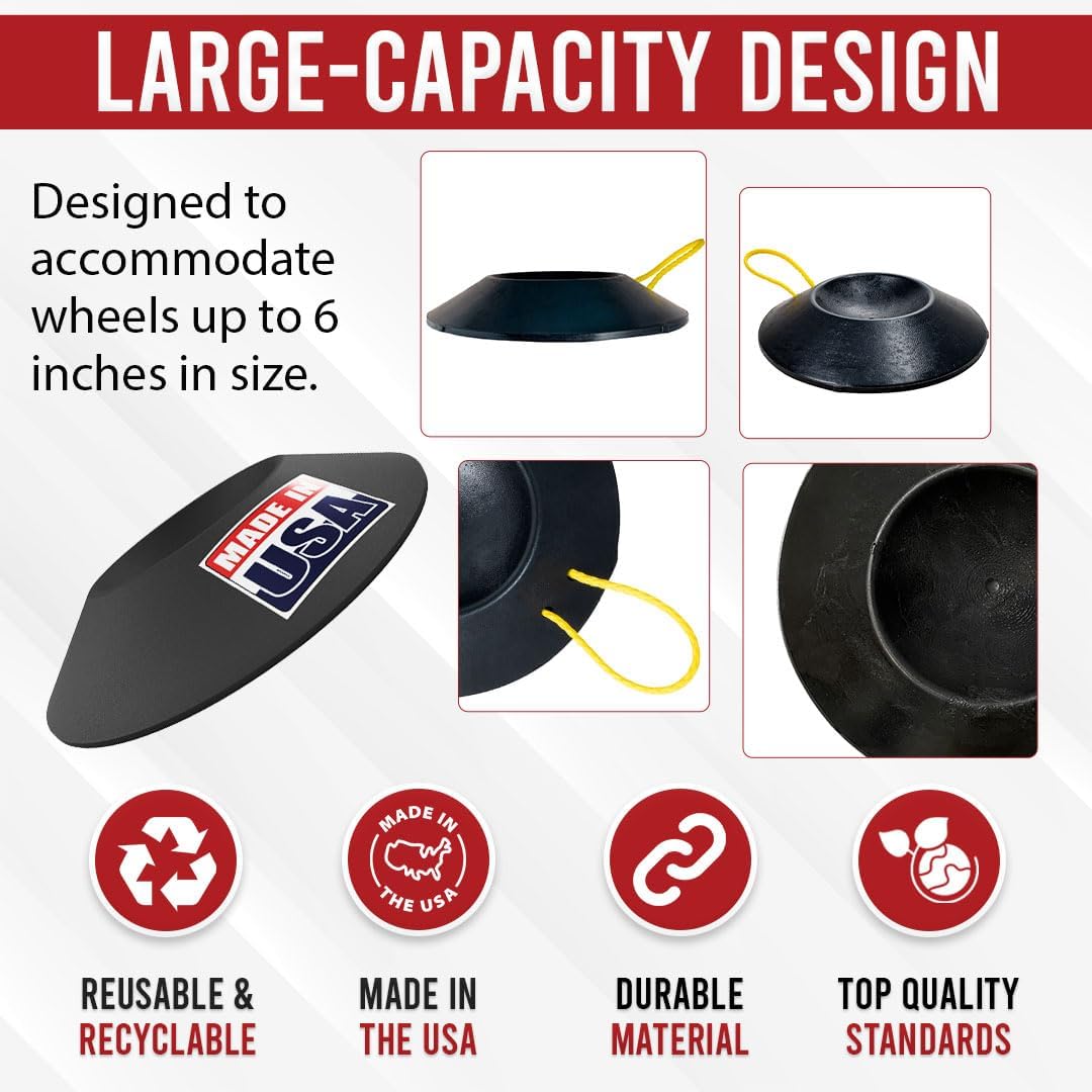 USA Made Improved Unbreakable Wheel Dock with Rope Handle – 50% Stronger Than Others – Prevents Trailer Wheel from Sinking or Moving – Easy to Store & Transport