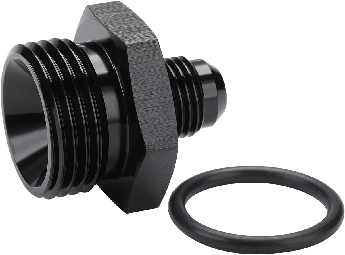 6AN Male Flare to 12AN ORB O-ring Boss Fuel Pump Rail Adapter Fitting Aluminum Black