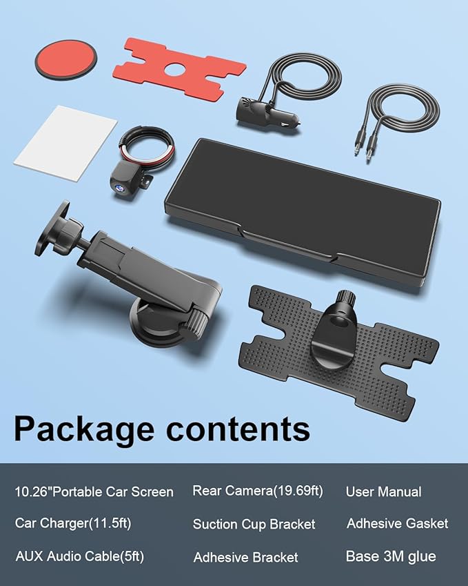 Carplay Screen for Car, 10.26’’ HD Wireless Apple Carplay & Android Auto Touch Screen, with Backup Camera, Car Play Radio Screen, GPS Navigation/Mirror Link/Voice Control/Bluetooth/FM, Plug & Play