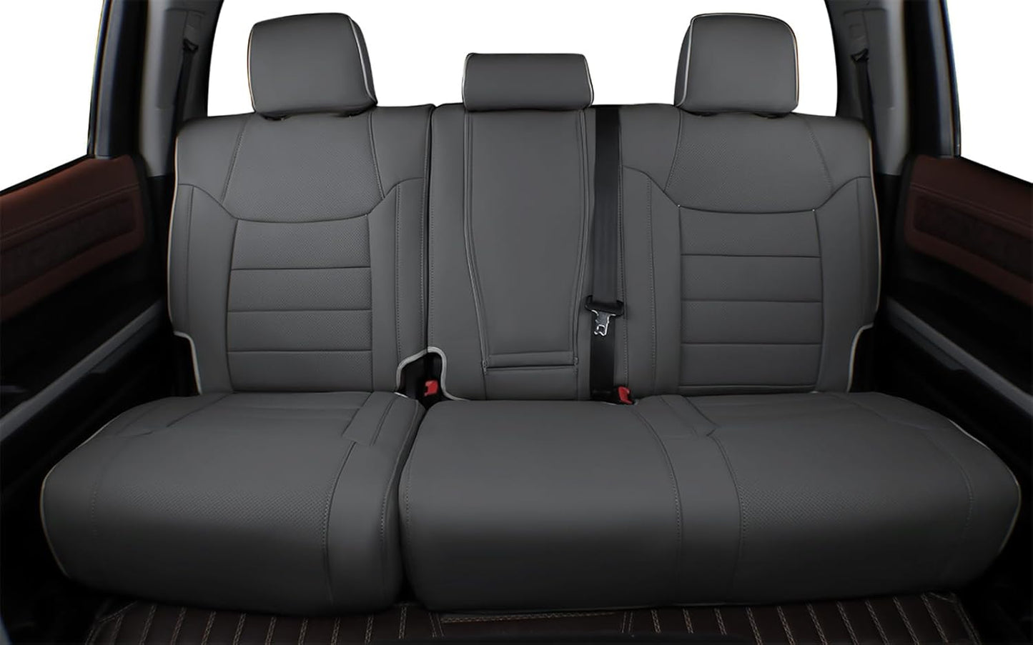 EKR Custom Fit Tacoma Car Seat Covers for Select Toyota Tacoma 2016 2017 2018 2019 2020 2021 2022 2023 Access Cab -Full Set,Leather(Gray)