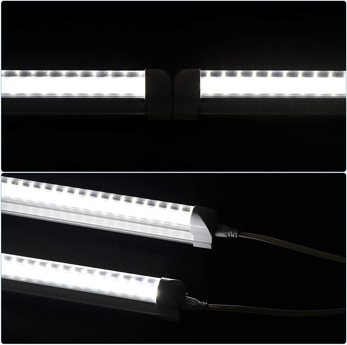 4FT LED Shop Light, 25 Pack, 60W 6000K 9500LM Clear White, Linkable Integrated V-Shape for Shop Garage, Warehouse