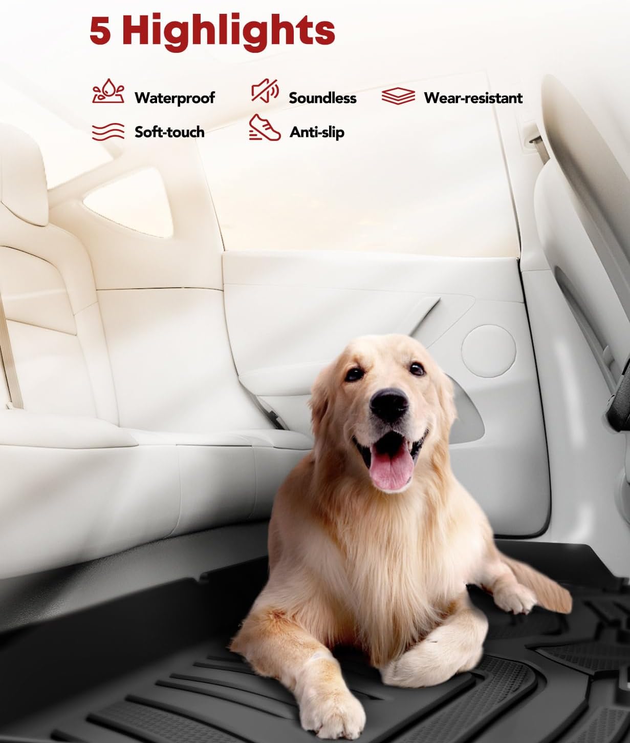 YHTAUTO Floor Mats Fit 2007-2017 Jeep Compass Patriot, 2007-2012 Dodge Caliber, TPE All Weather Car Mats Waterproof Anti-Slip Odorless Floor Liner, Interior Car Accessories Front & 2nd Row Liner