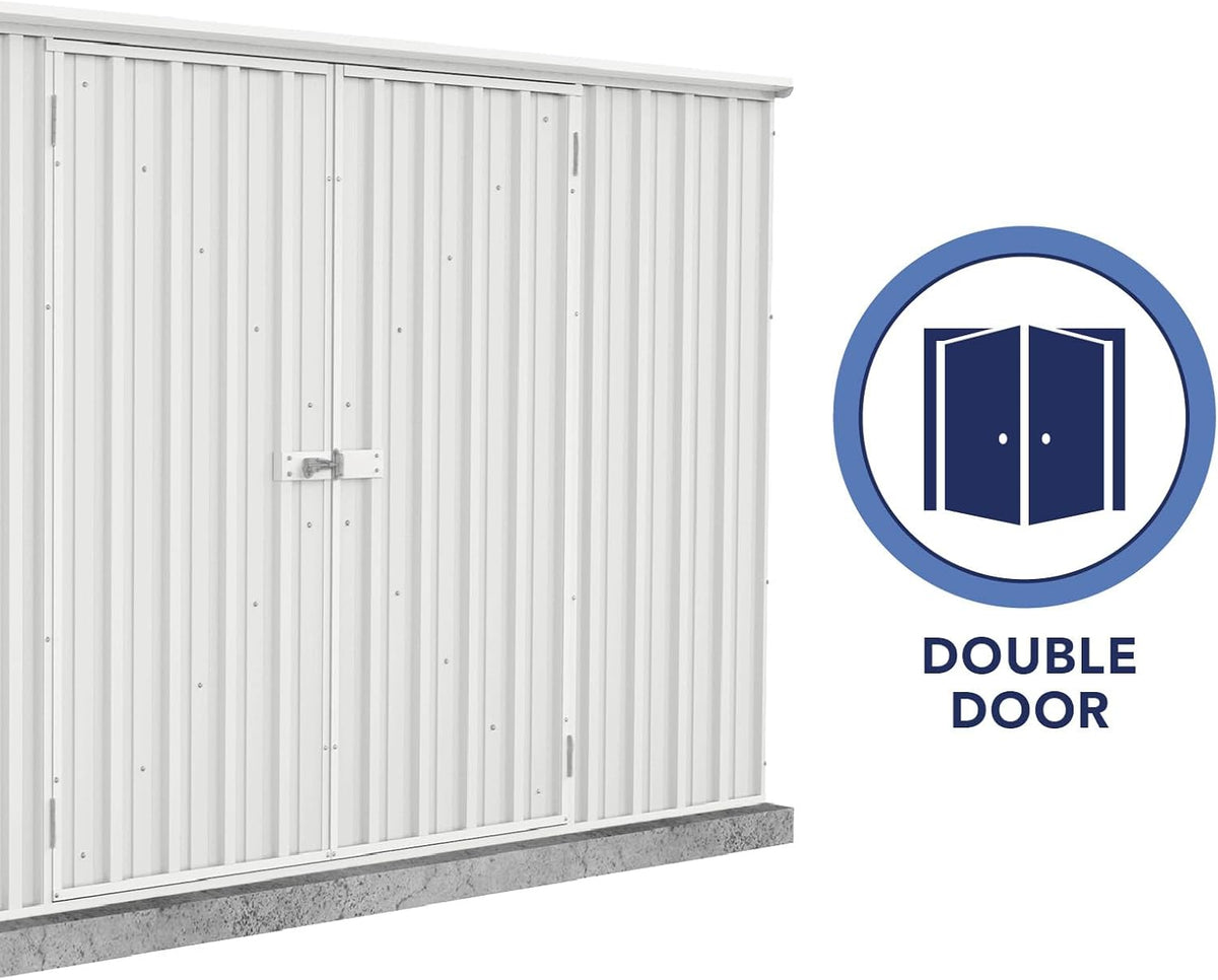 Absco Premier Storage Sheds, 10'x10' Metal Garage, DIY Backyard Shed, Utility Tool Storage, Weather & Wind Resistant Aluminum Panels & Steel Frame, Maintenance-Free, 12 Year Warranty, Surfmist White