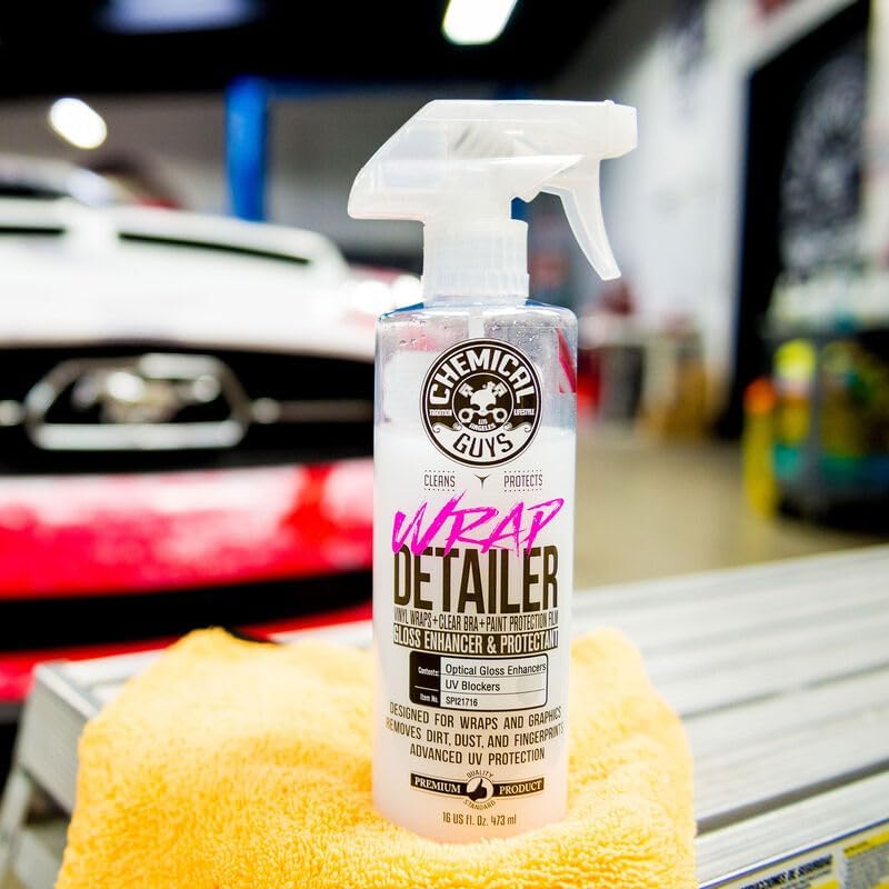 Chemical Guys SPI21716 Wrap Detailer Gloss Enhancer & Protectant, (Designed for Wraps, Graphics, Clear Bra & Paint Protection Film) For Cars, Trucks, SUVs, RVs, Motorcycles & More, 16 fl oz