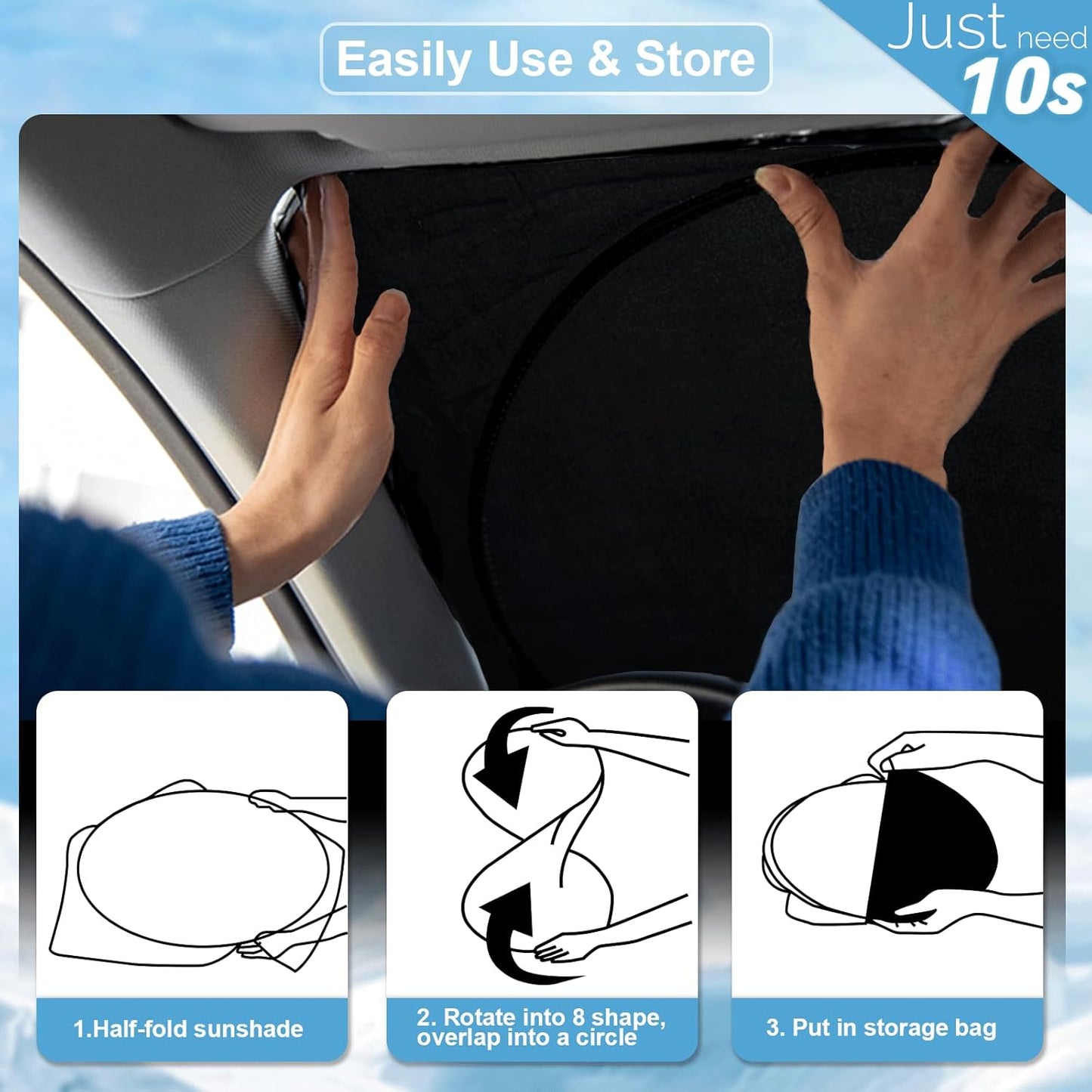 Sunshade for 2015-2023 2024 2025 Volkswagen Golf GTI e-Golf VW Golf R 4 Door Hatchback Accessories Front Window Shield Cover for Windshield Sun Visor