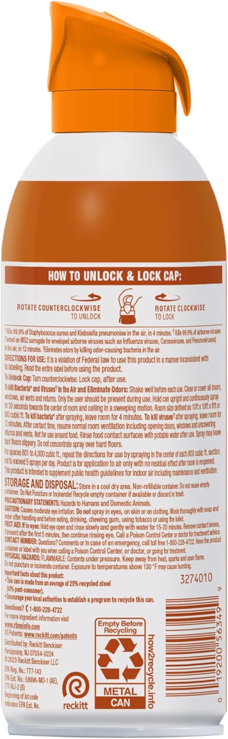 Lysol Air Sanitizer Spray with Odor Eliminator for Home & Office, Sanitizing Spray, Air Freshener Alternative, Tropical Sunset Scent, 10 oz (Pack of 3)
