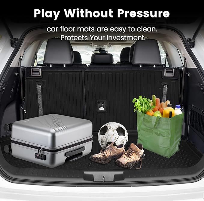 KMF Cargo Liner for 2025 Toyota Highlander 7 Seats 2020-2024 with Backrest Mat,All Weather Liners TPE Odorless Cargo Mat,Backrest Mat Protector Highlander Accessories