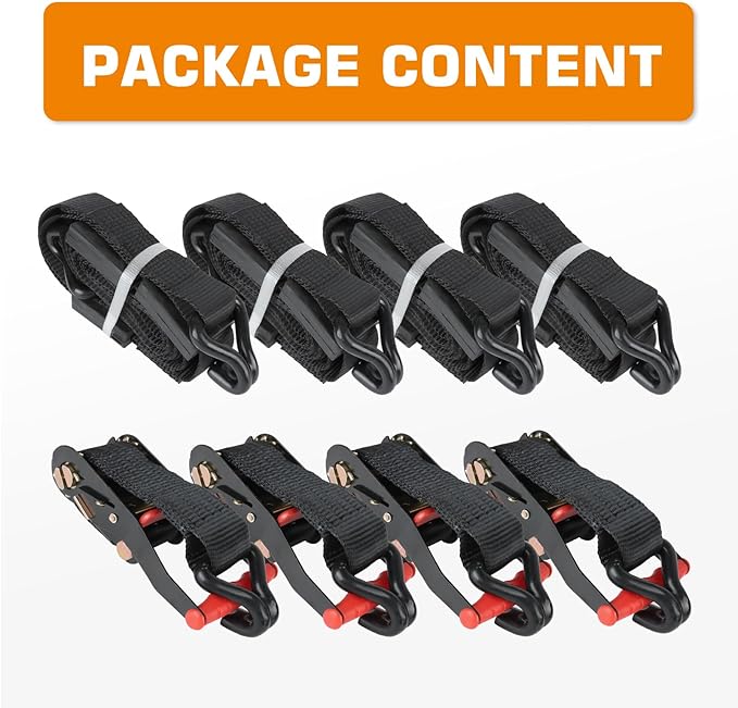 Kingfun Heavy Duty Car Tie Down Straps for Trailers 4 Pack - 2" x 120" Tire Straps with 10,000 lbs Break Strength, Secure Wheel Strap for Car Hauler, Truck, SUV, and Utility Trailers