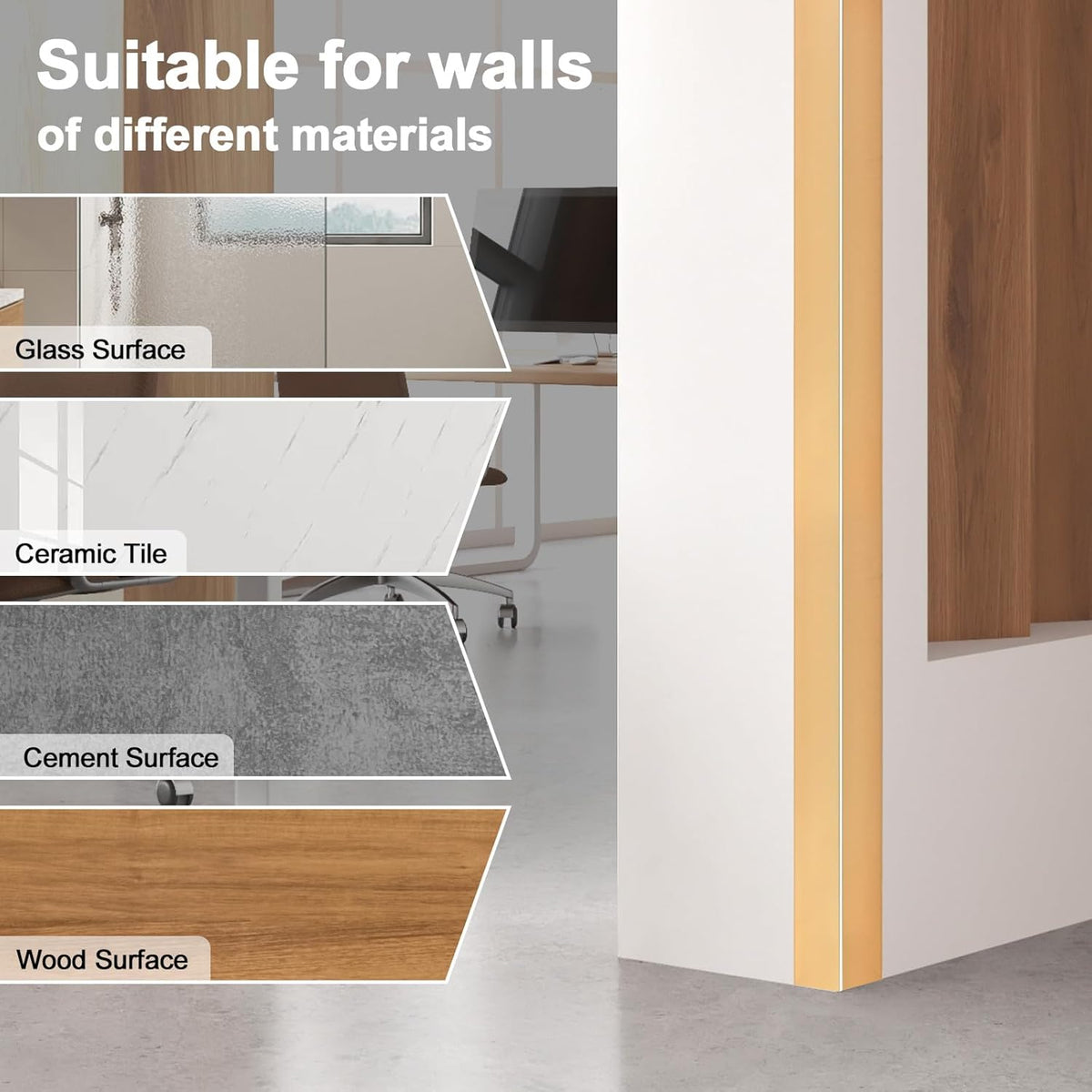 4PCS 45" Aluminum Metal Corner Protectors, Self Adhesive Corner Guards, Metal Wall Edge Protector Strip, Furniture Corner Protectors, Wall Cabinet Baseboard Decoration 45" x 1" (Copper Gold)
