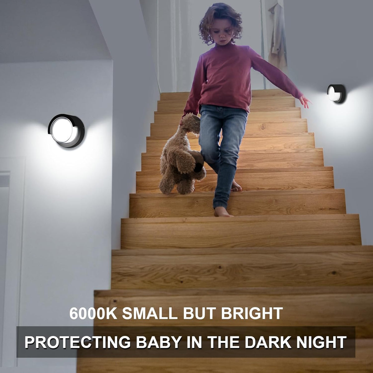 Porch Light Outdoor, 6000K Daylight Small Waterproof Anti Rust LED Wall Lights, 12W Matte Black Modern Wall Mount Exterior Fixtures Circle Cover for Entryway, Front Porch, House
