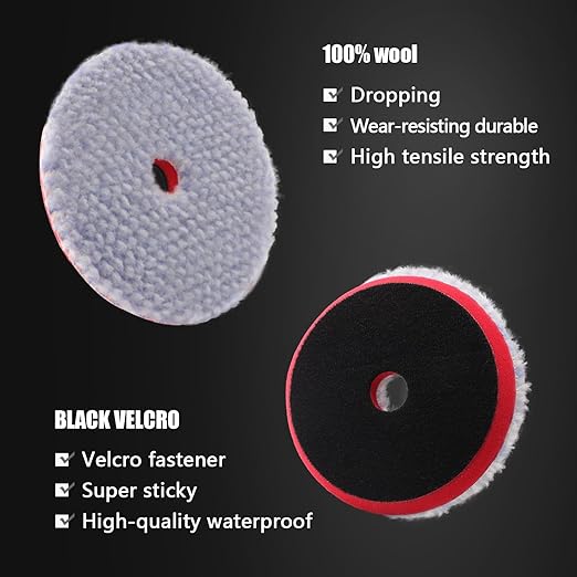 SPTA Wool Polishing Pad, 2Pcs 6''(150mm) Coarse Wool Cutting Pad, Coarse Pad BlueWool Buffing Pads Set with Hook and Loop for Heavy Cut for Car Polisher, Buffing and Polishing