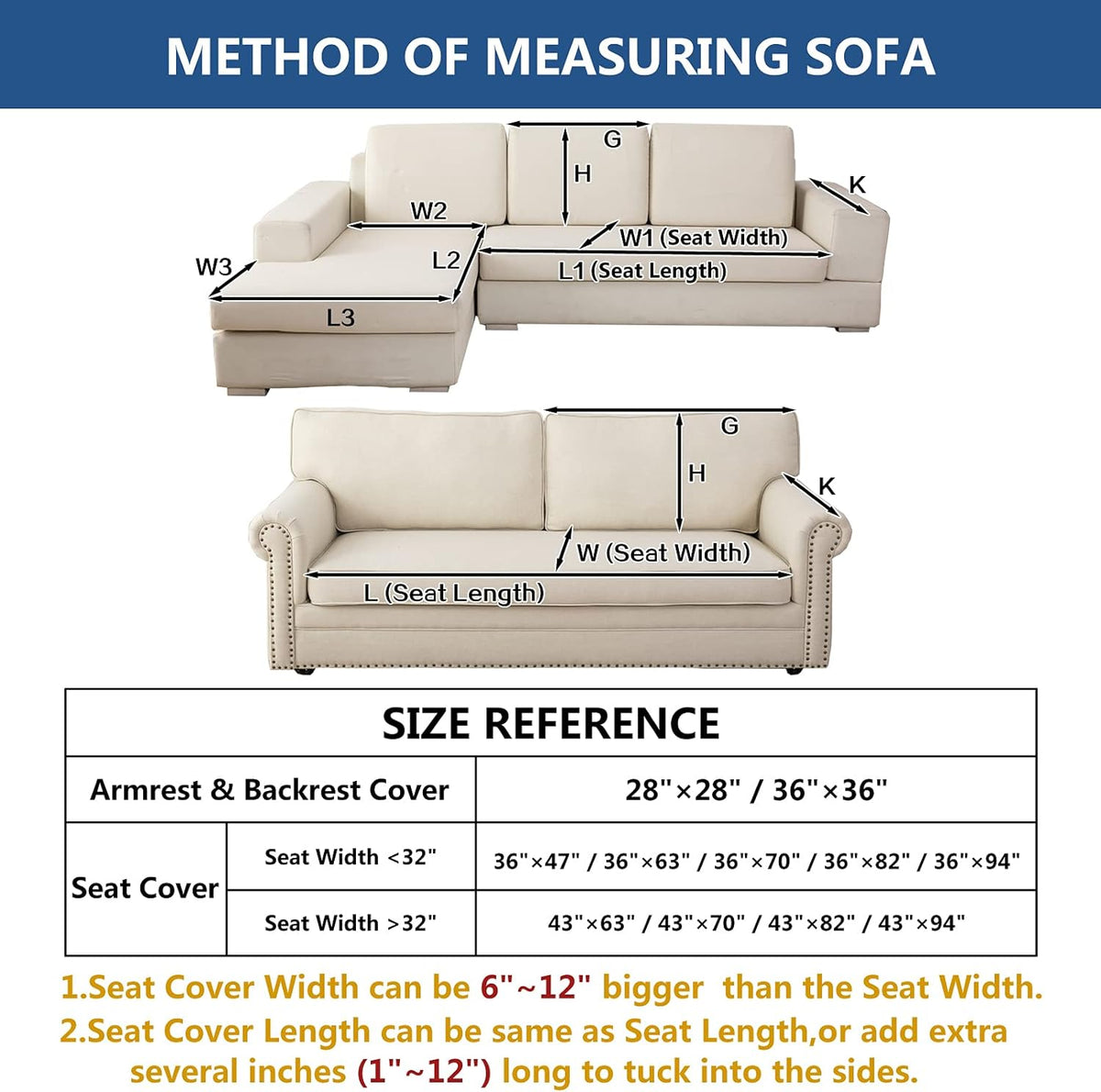 Eismodra Couch Cover,Sectional Couch Covers,Sofa Covers for 3 Cushion Couch,Anti-Slip Sofa Slipcovers for Dogs Cats Kids Loveseat Recliner L Shaped Armrest Backrest,Blue 36''x82''(Only 1 Piece)