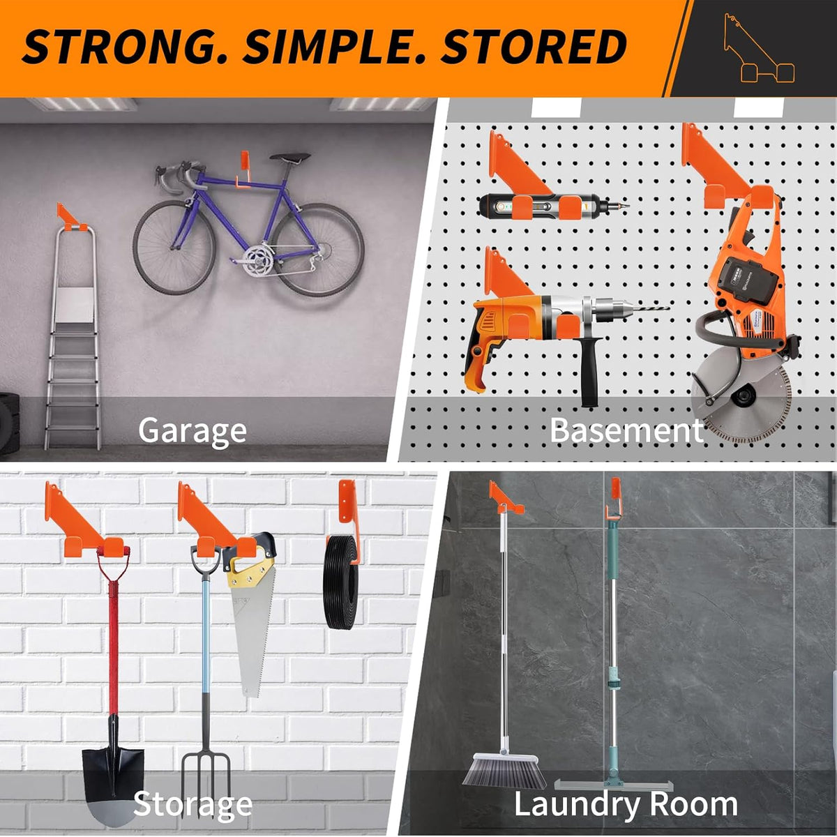 Chainsaw Holder, 3 Pack Wall Mounted Chainsaw Hanger, Scratch-Resistant Chain Saw Holder, Garage Organization Chainsaw Rack, Space-Saving Design Ideal for Garage, Workshop, Storage