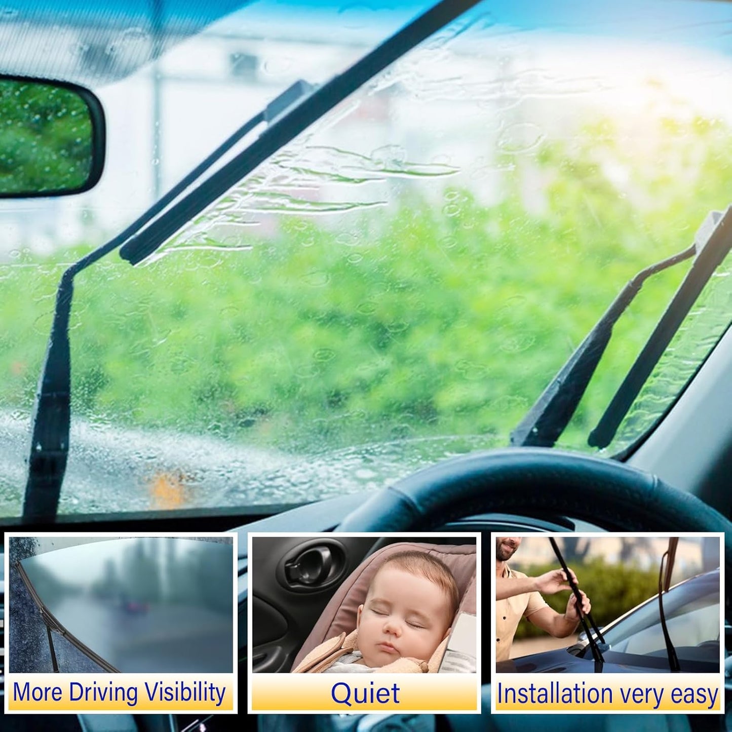 3 wipers Replacement for 2018-2023 Chevy Chevrolet Traverse, Windshield Wiper Blades Original Equipment Replacement - 24"/20"/10" (Set of 3) U/J HOOK