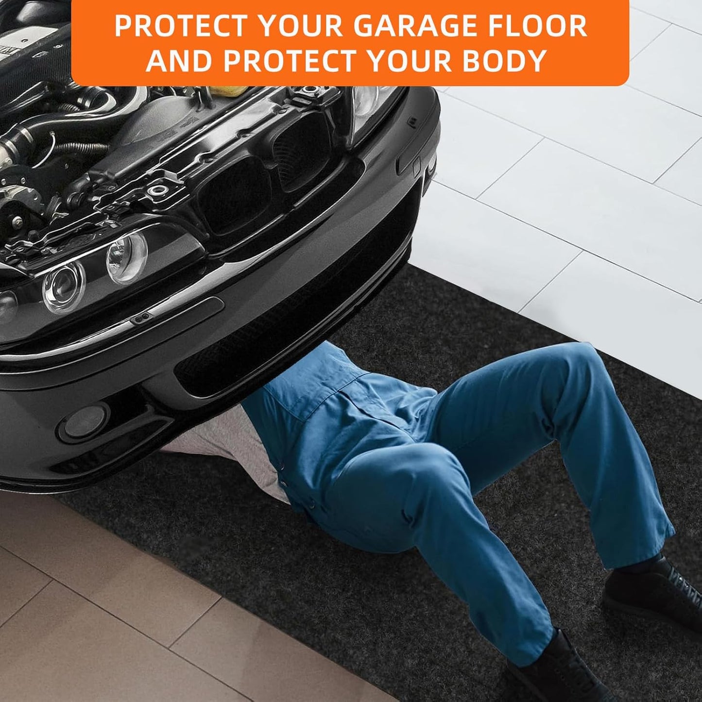 Garage mats for Floor, 8.5 x 6.6 Ft, Garage Floor mats for Under car, Oil Spill mat,Absorb Oil Quickly, Garage Carpet, Reusable, Washable, Protects Floor (3MM-PE)