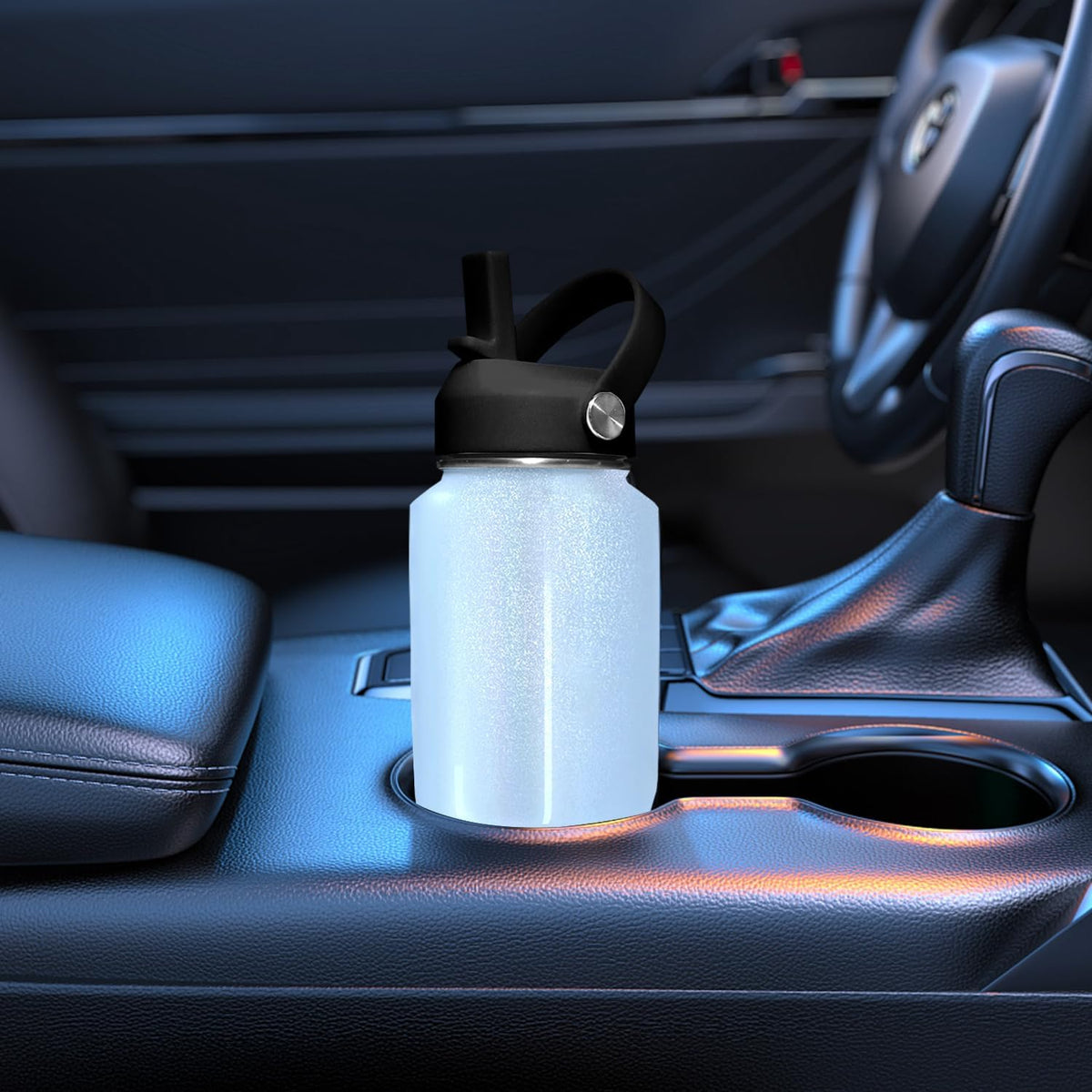 SENDESTAR 32oz Stainless Steel Water Bottle(Cold for 48 Hrs, Hot for 24 Hrs),Double Wall Vacuum Insulated Bottle with Straw Lid, Spout Lid and Flex Cap, Fit in Any Car Cup Holder TXIN-32-Laser Blue