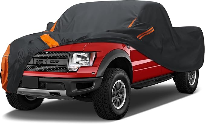 Heavy Duty Waterproof Car Cover for Cars, SUVs, Trucks All Weather, UV Resistant, Dustproof, and Snowproof. SICE T1 Fit Truck Length 210 inches.