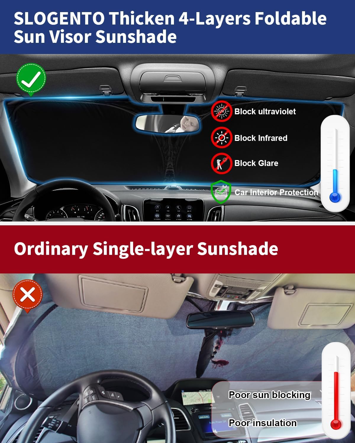 Windshield Sun Shade for 2011-2019 Ford Explorer SUV, ST XLT, Limited, Platinum Accessories Foldable Heat Shield Protector Block UV Ray Keep Your Car Cooler
