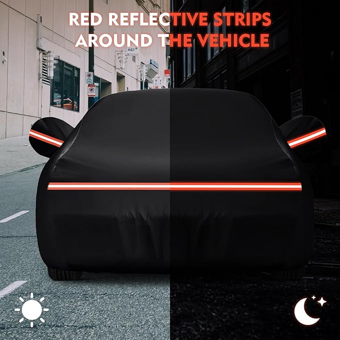 QUNSUNUS 6 Layer Car Cover for Dodge Challenger 2008-2023 Waterproof All Weather Windproof for Dodge Car Cover Hail Protection with Zipper