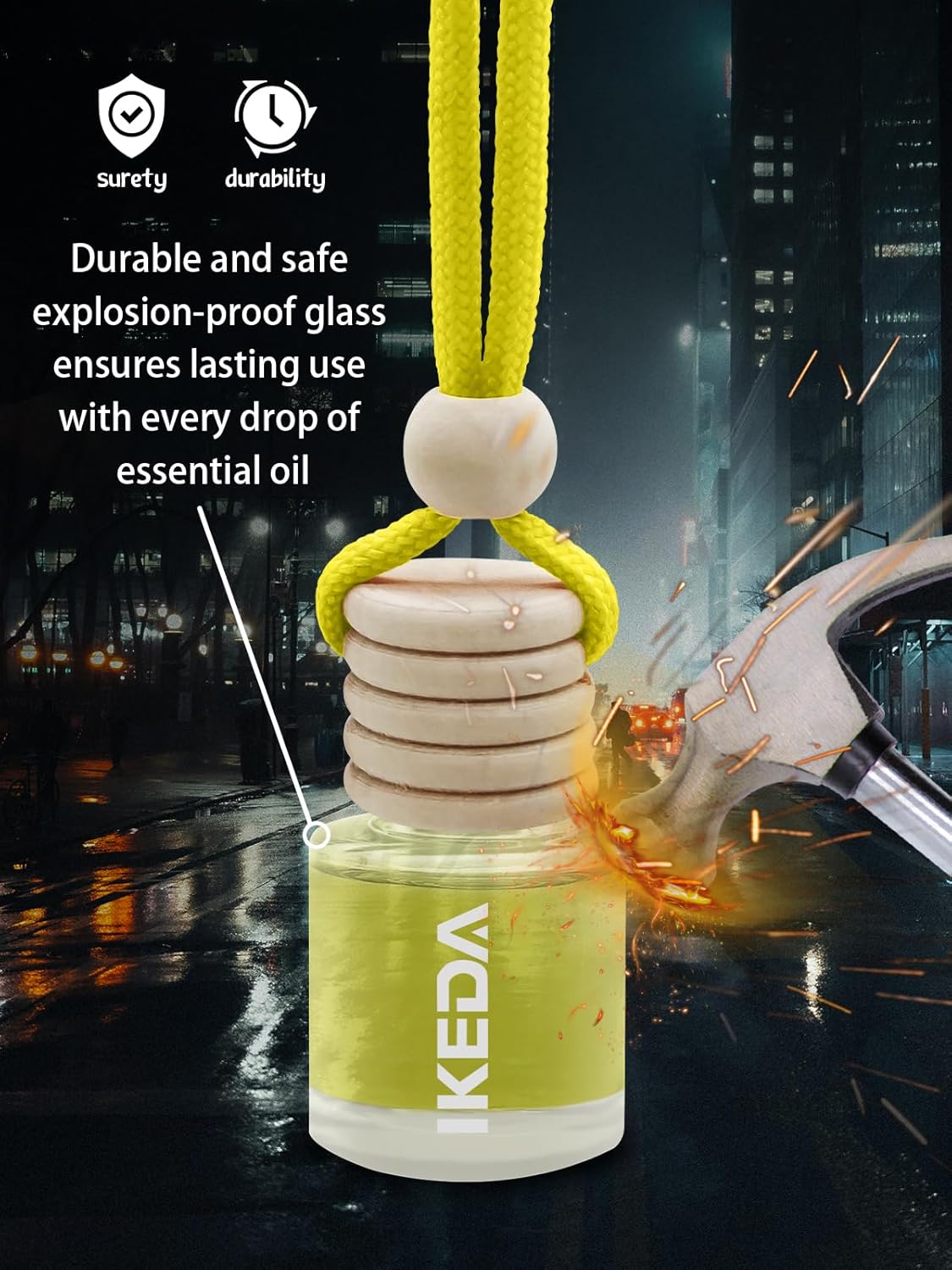 IKEDA Car Air Freshener, Car Fresheners for Men & Women, 45+Day Long Lasting Fragrance Hanging Air Fresheners Scents, with Clip, Perfect for Auto and Home,10ml, Lemon