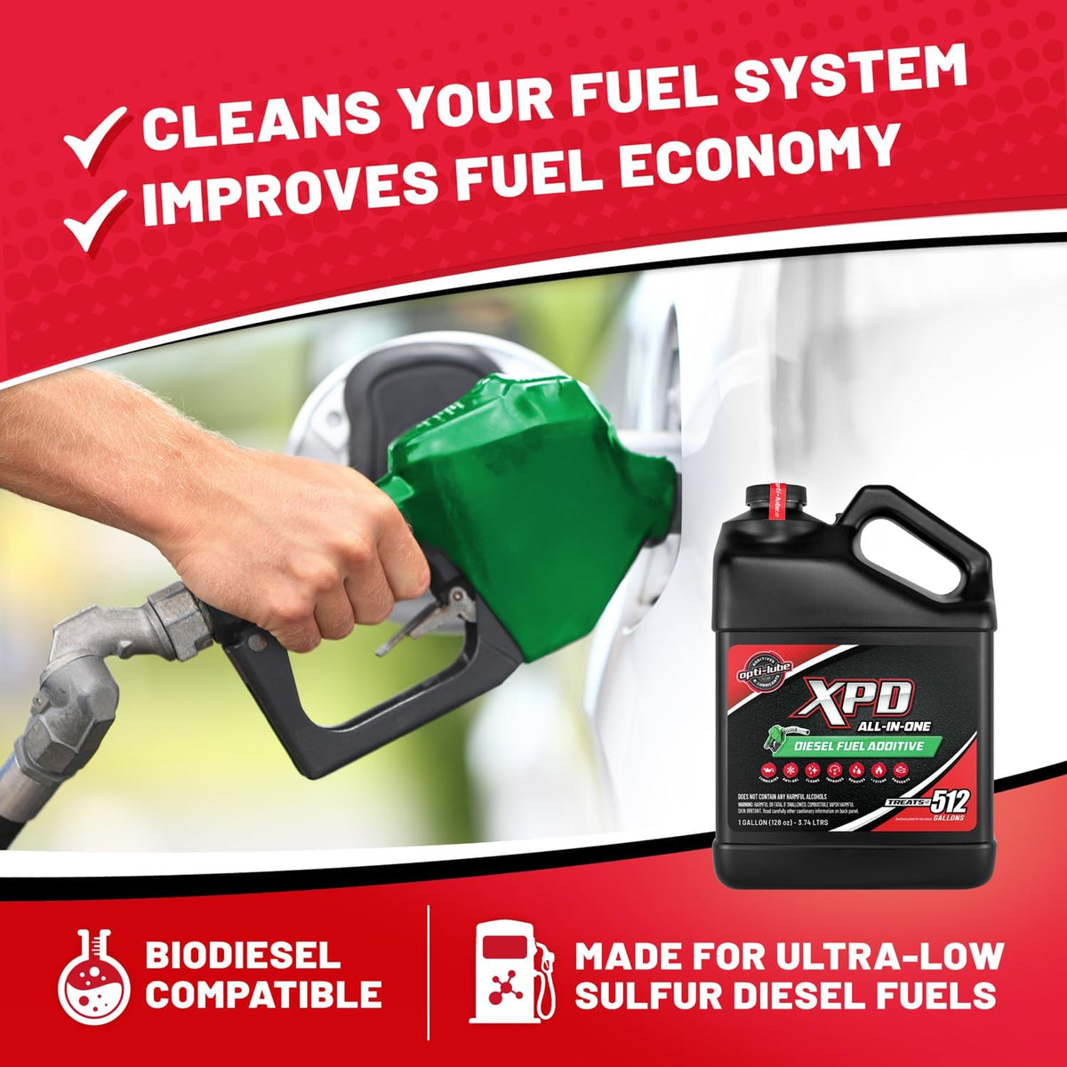 Opti-Lube XPD All-Season Diesel Fuel Additive - Gallon (4 Gallons (Treats 2048 Gallons))