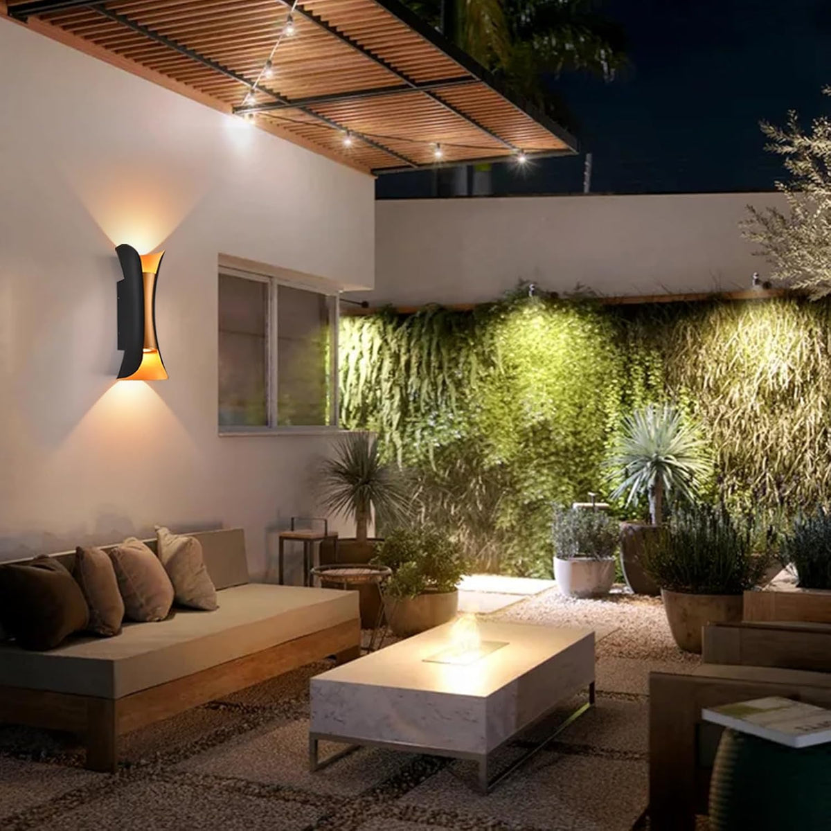 Modern 30W LED Outdoor Wall Lights Up Down Wall Sconce, Black Gold Aluminum Exterior Lighting, IP65 Waterproof Outdoor Light Fixture for Porch, Patio, Garage, Entryway