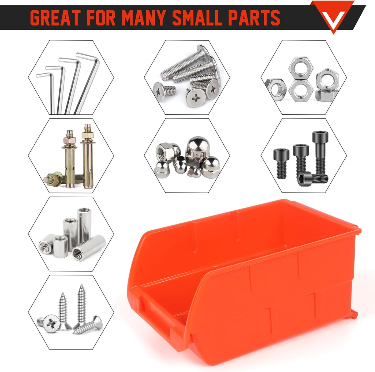 Screw Organizer Wall Mount Hardware Organizer Garage Storage Bins Box Small Parts Organizer with 8 Removeable Bins Bolt Bins for Shop for Garage Shed Workshop Craft Room