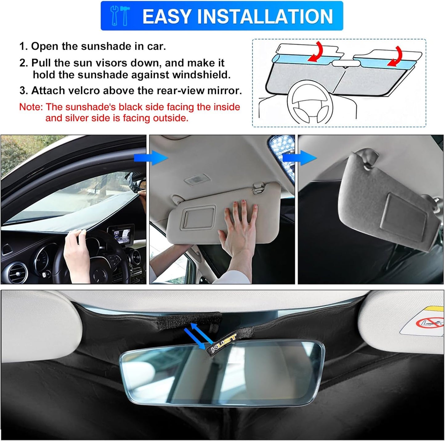 KUST Windshield Sun Shade for Lexus ES 2019-2024 2025 ES250 ES300h ES350 Accessories Custom Fit Sunshade Sun Visor Protector Foldable Blocks UV Rays Keep Your Car Cooler