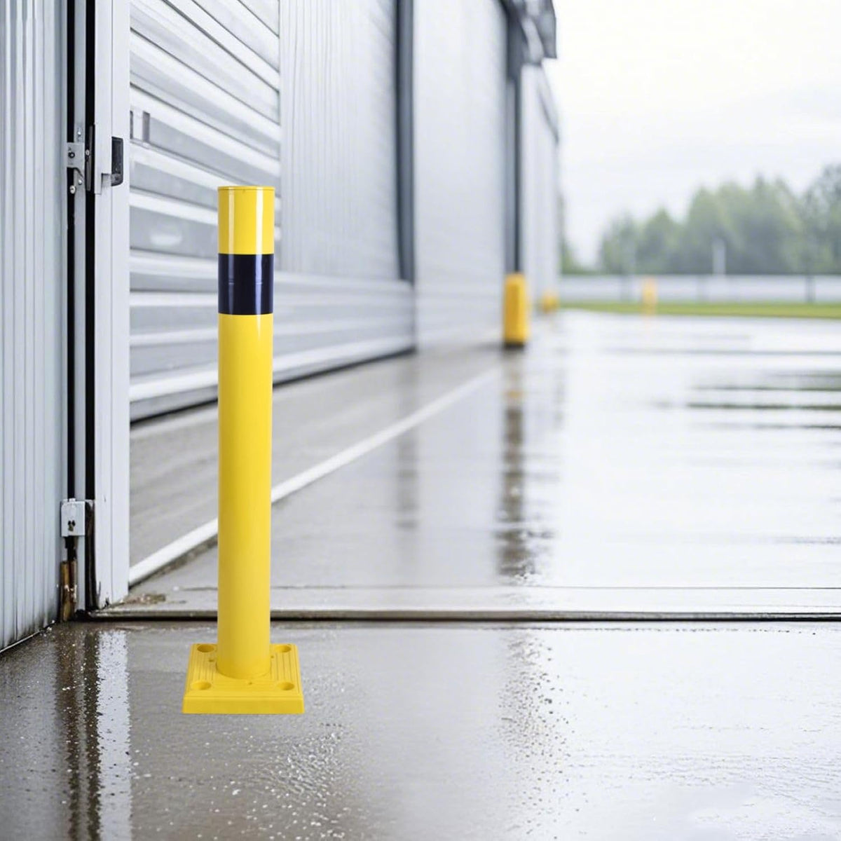 4 Pack 4" Diameter SpringBack Safety Bollard Post with 4 Anchor Bolts for Parking Garage, Warehouse, Driveway & Outdoor Use (36"H 4Pack)