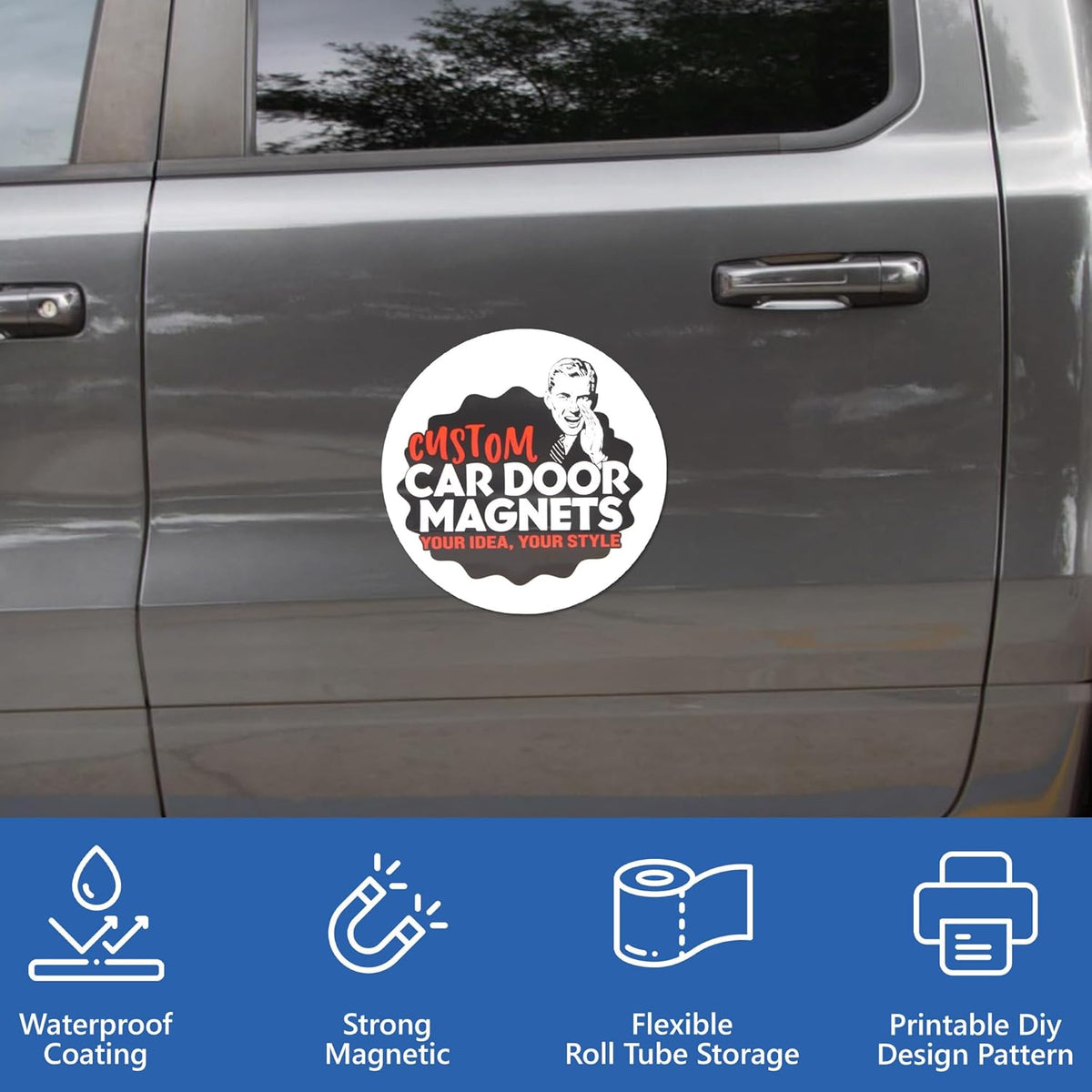 Custom Car Magnet Signs for Businesses (12" Round) 2 pk - Personalized Car Magnets for Advertising and Vehicle Promotion - Advertising Magnets for Cars Door - Professionally Printed