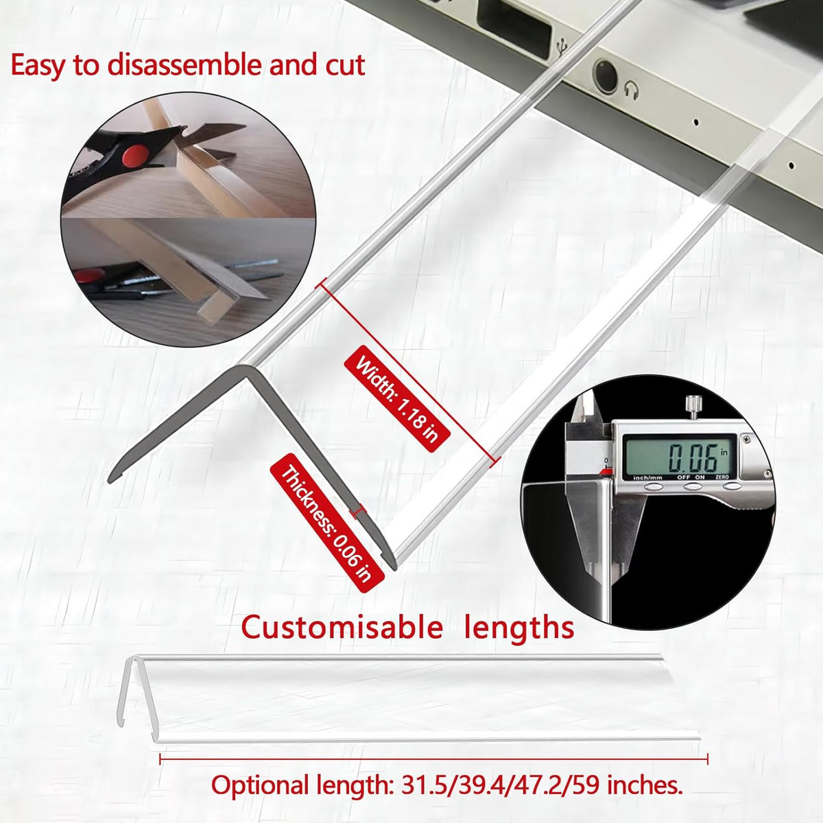 Wall Corner Protector - 1PCS, 31.5"x1.18" - Self Adhesive Clear Corner Protectors for Walls, Cabinet Doors, Edge Protector Trim; Easy to Install Corner Guards for Walls (80cm x 3cm)
