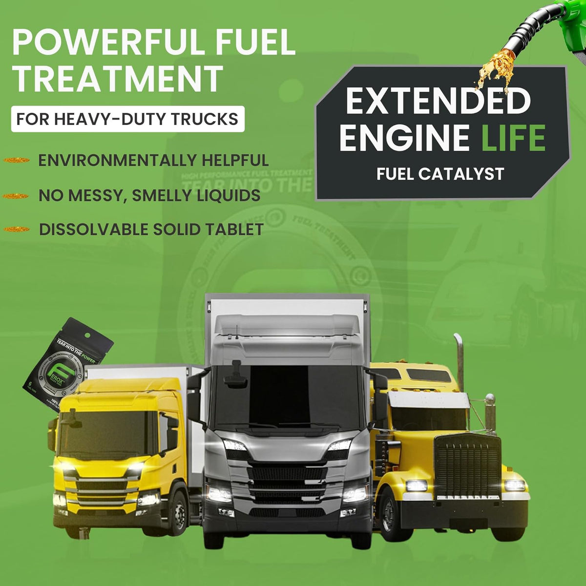 Ferox Fuel Catalyst for Trucks | Heavy-Duty Fuel Treatment for Diesel & Gas | Optimize Power, Reduce Waste | Treats Large Tanks | 1 Tab = 50 GAL | Works in All Engines
