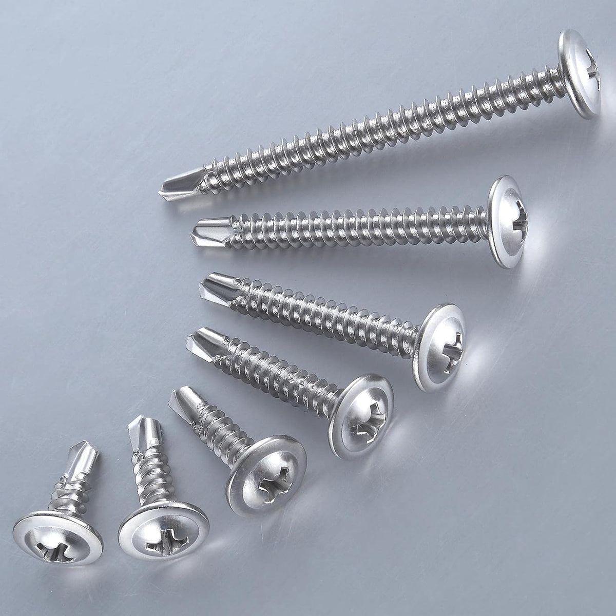Wensilon(300pcs)#8×5/8”for Sheet Metal Self-Tapping Screws 410 Stainless Steel Truss Head High-Strength Quick Tapping Screws