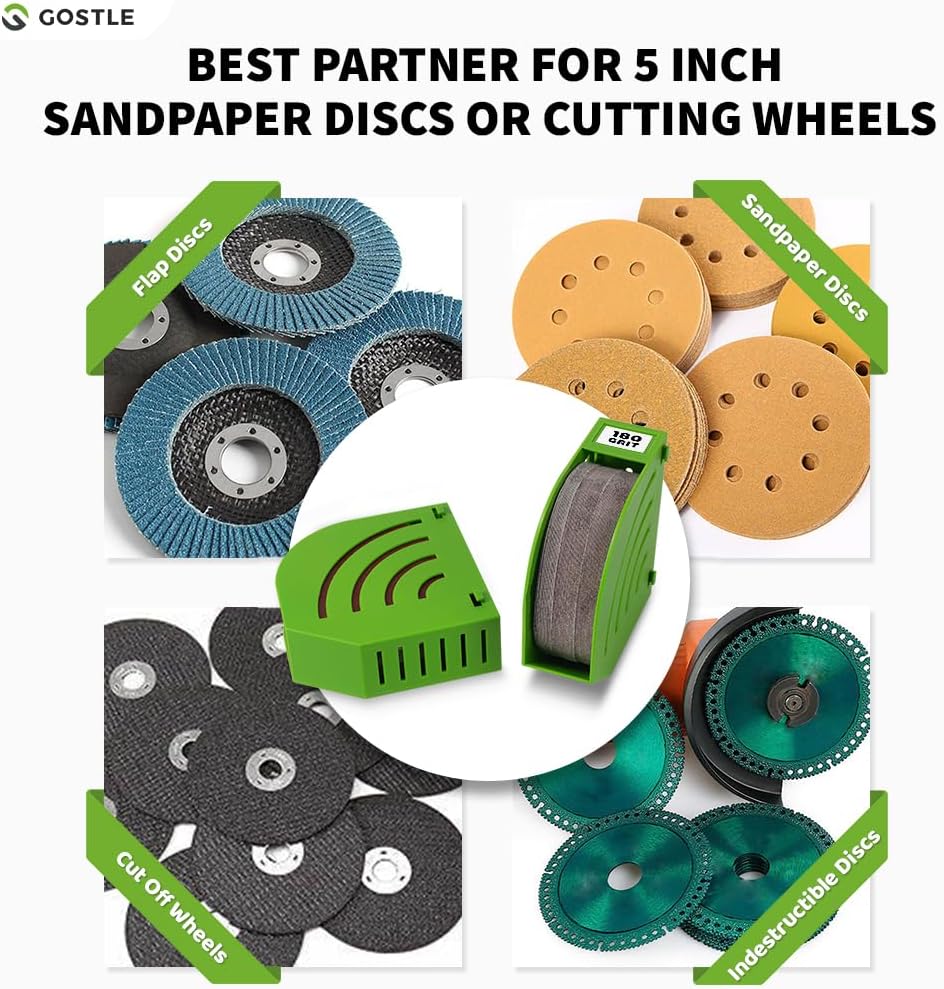 5 Inch Professional Sanding Discs Storage Bins - 6 Bins Set for Efficient Organization, Offset Snap-On Connection, Grit Classification, Space-Saving Design and Versatile Application, Green