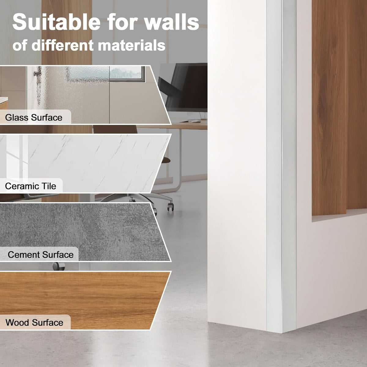 4PCS 45" Aluminum Metal Corner Protectors, Self Adhesive Corner Guards, Metal Wall Edge Protector Strip, Furniture Corner Protectors, Wall Cabinet Baseboard Decoration 45" x 1" (Silver)