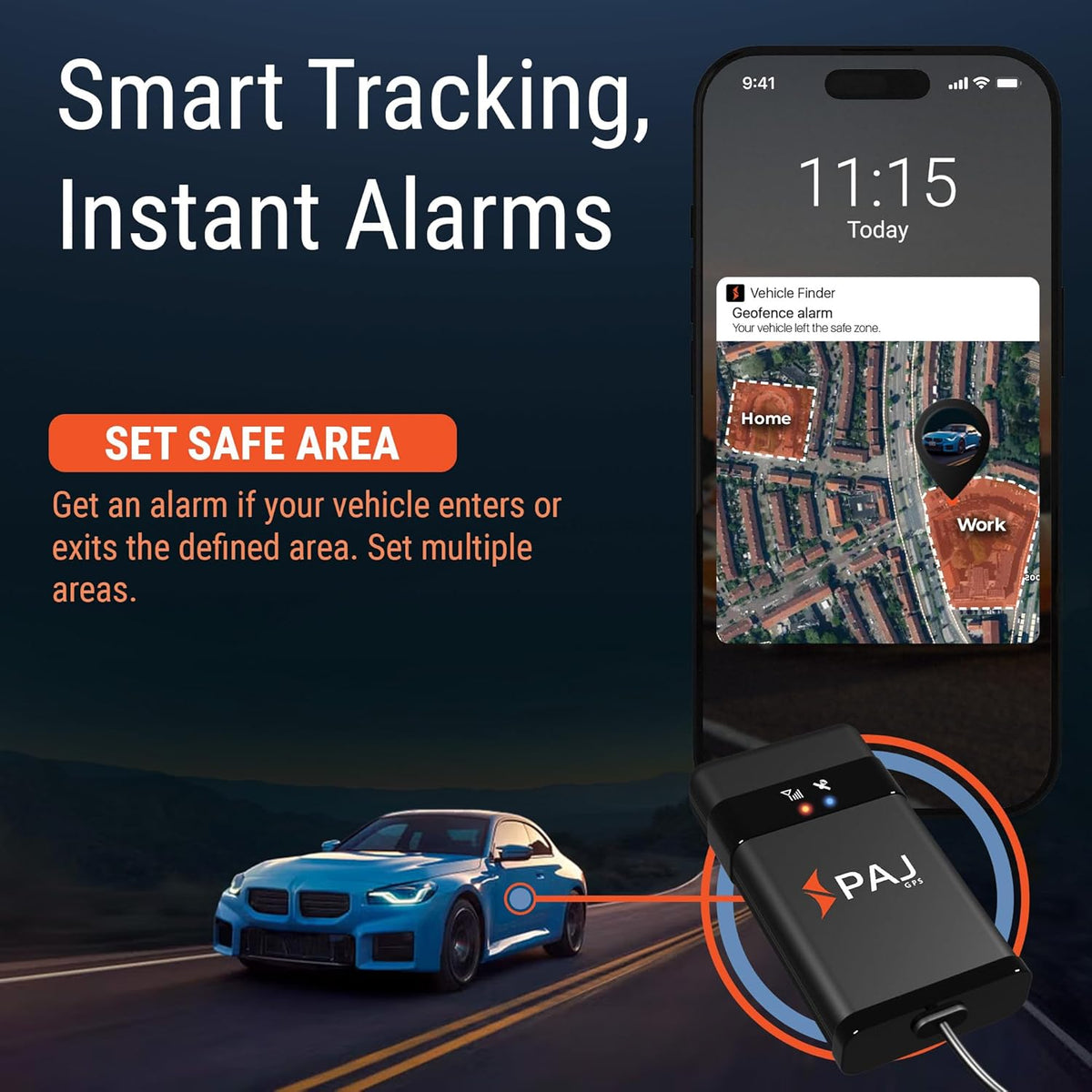 PAJ GPS Vehicle Finder 4G 2.0 - Real-Time GPS Tracker Device for Car, Motorcycles, Trucks, Bike - Direct Connection to Vehicle Battery (9-75V) - Tracking Devices with Alerts - Subscription Required