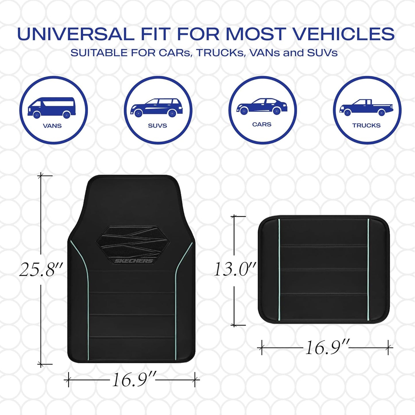 Skechers Memory Foam Car Mats,Leather Piping Car Floor Mats with Anti-Slip Pad,Universal Waterproof Fit Automotive Floor mats for Cars SUV,Vans,sedans,Trucks,car mats Full Set 4pcs Red