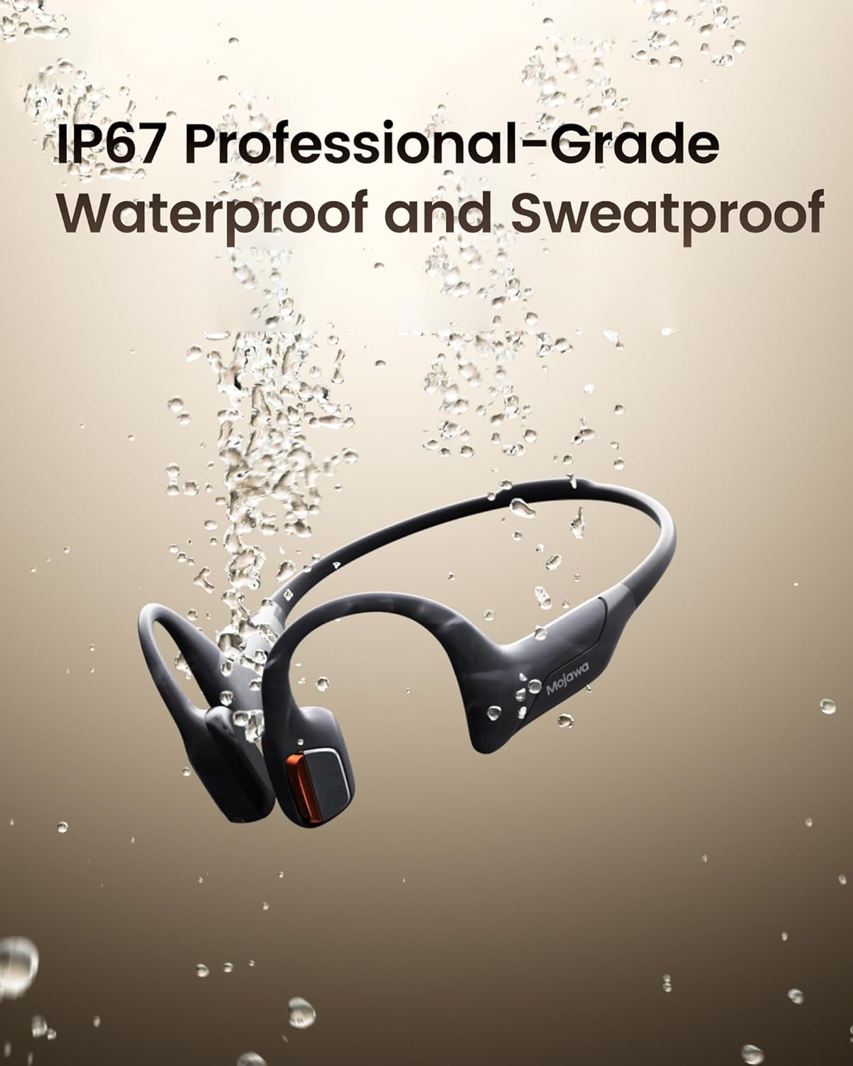 Purra Run Bone Conduction Sport Headphones, Open-Ear Bluetooth Headphones with Mic, IP67 Waterproof, Deep Bass, Voice Control, Secure Fit for Running, Cycling, and Workouts (Black)